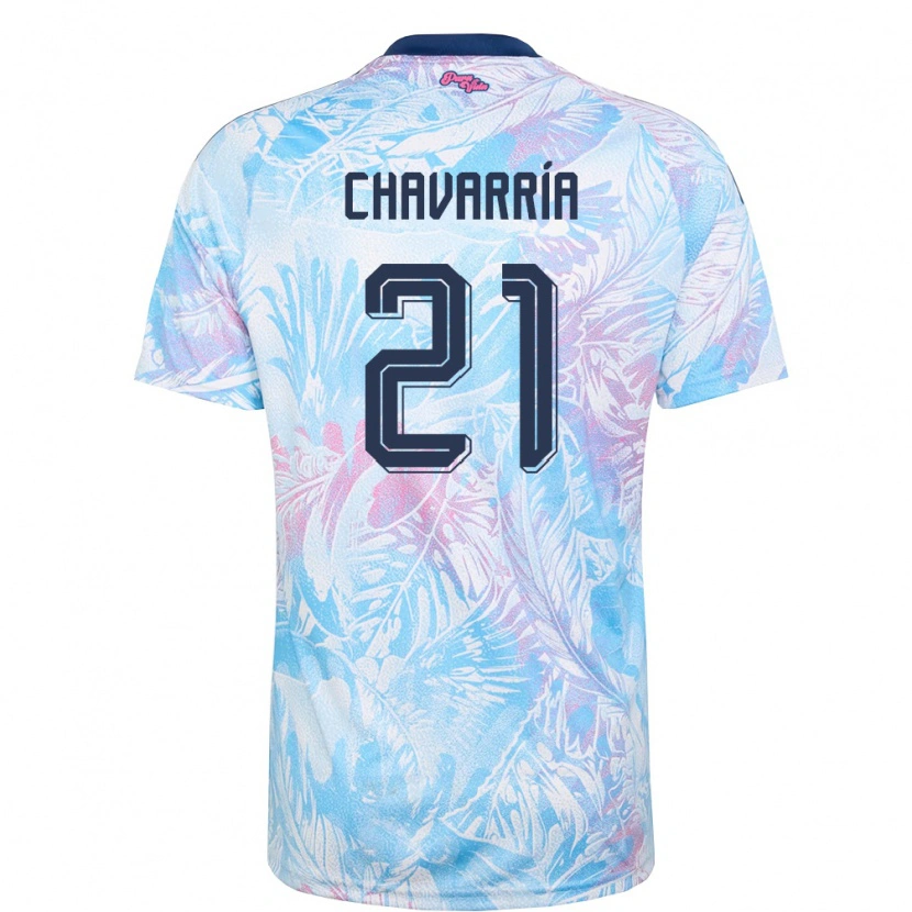 Danxen Mujer Camiseta Costa Rica Saúl Chavarría #21 Azul Cielo Marino Rosa 2ª Equipación 26-28 La Camisa