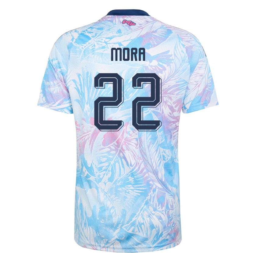 Danxen Mujer Camiseta Costa Rica Carlos Mora #22 Azul Cielo Marino Rosa 2ª Equipación 26-28 La Camisa