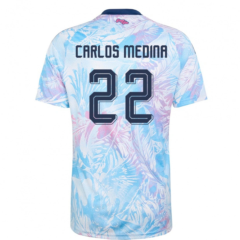 Danxen Mujer Camiseta Costa Rica Luis Carlos Medina #22 Azul Cielo Marino Rosa 2ª Equipación 26-28 La Camisa