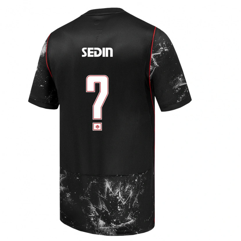 Danxen Mujer Camiseta Canadá Valter Sedin #0 Negro Blanco Rojo 2ª Equipación 26-28 La Camisa