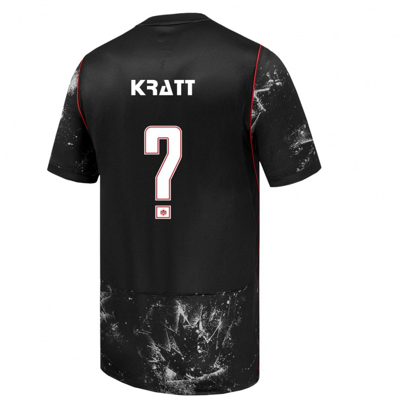 Danxen Mujer Camiseta Canadá Ronan Kratt #0 Negro Blanco Rojo 2ª Equipación 26-28 La Camisa