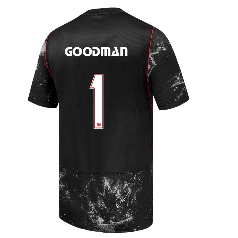 Danxen Mujer Camiseta Canadá Owen Goodman #1 Negro Blanco Rojo 2ª Equipación 26-28 La Camisa