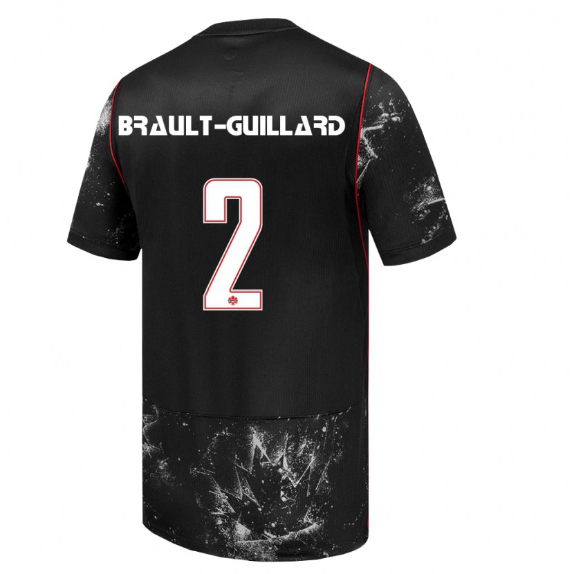 Danxen Mujer Camiseta Canadá Zachary Brault-Guillard #2 Negro Blanco Rojo 2ª Equipación 26-28 La Camisa