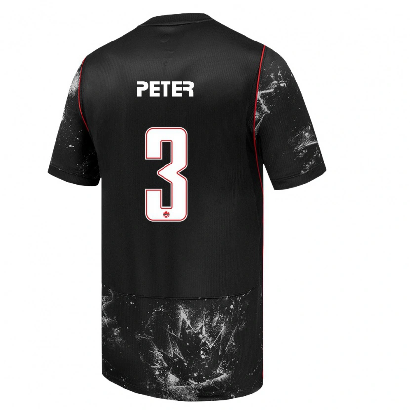 Danxen Mujer Camiseta Canadá Anyole Peter #3 Negro Blanco Rojo 2ª Equipación 26-28 La Camisa