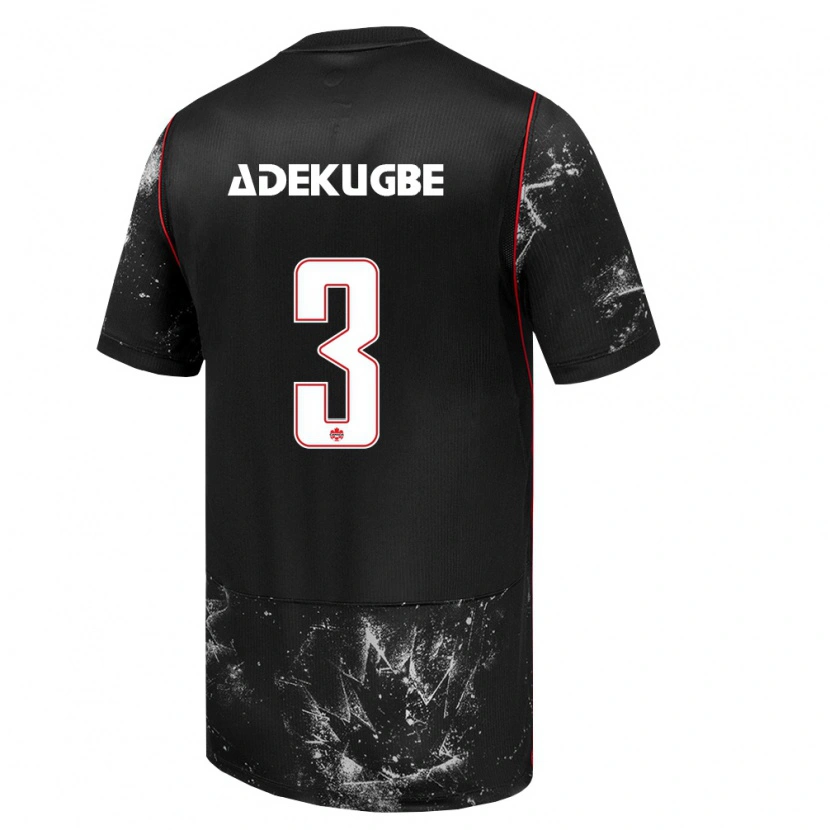 Danxen Mujer Camiseta Canadá Samuel Adekugbe #3 Negro Blanco Rojo 2ª Equipación 26-28 La Camisa