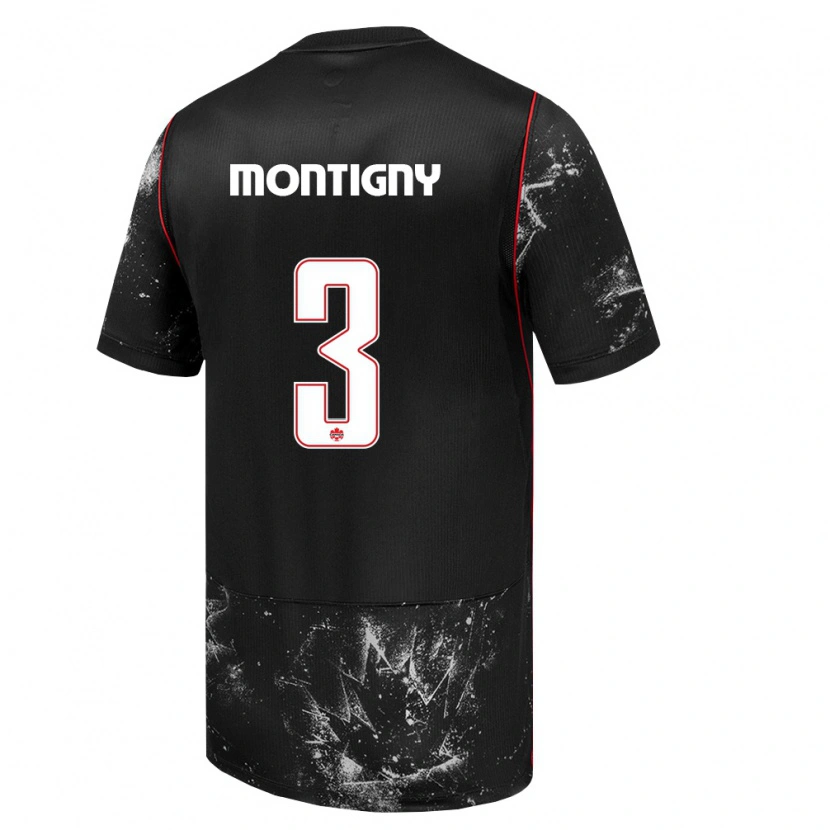 Danxen Mujer Camiseta Canadá Gaël De Montigny #3 Negro Blanco Rojo 2ª Equipación 26-28 La Camisa