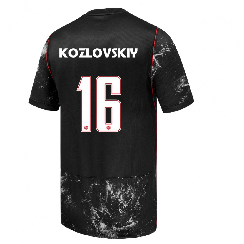 Danxen Mujer Camiseta Canadá Sergey Kozlovskiy #16 Negro Blanco Rojo 2ª Equipación 26-28 La Camisa