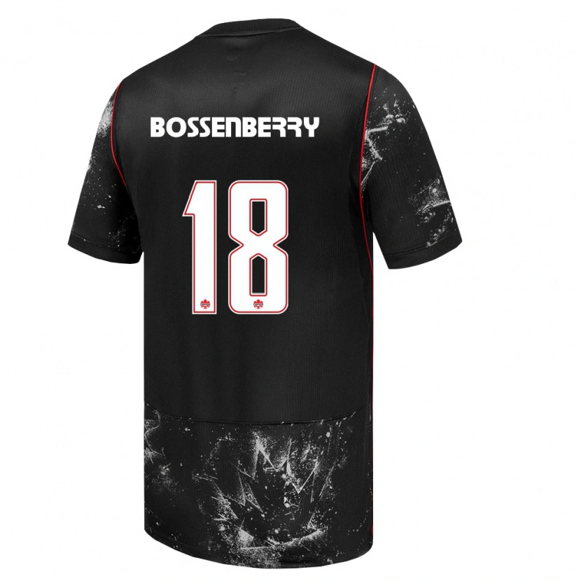 Danxen Mujer Camiseta Canadá Antone Bossenberry #18 Negro Blanco Rojo 2ª Equipación 26-28 La Camisa