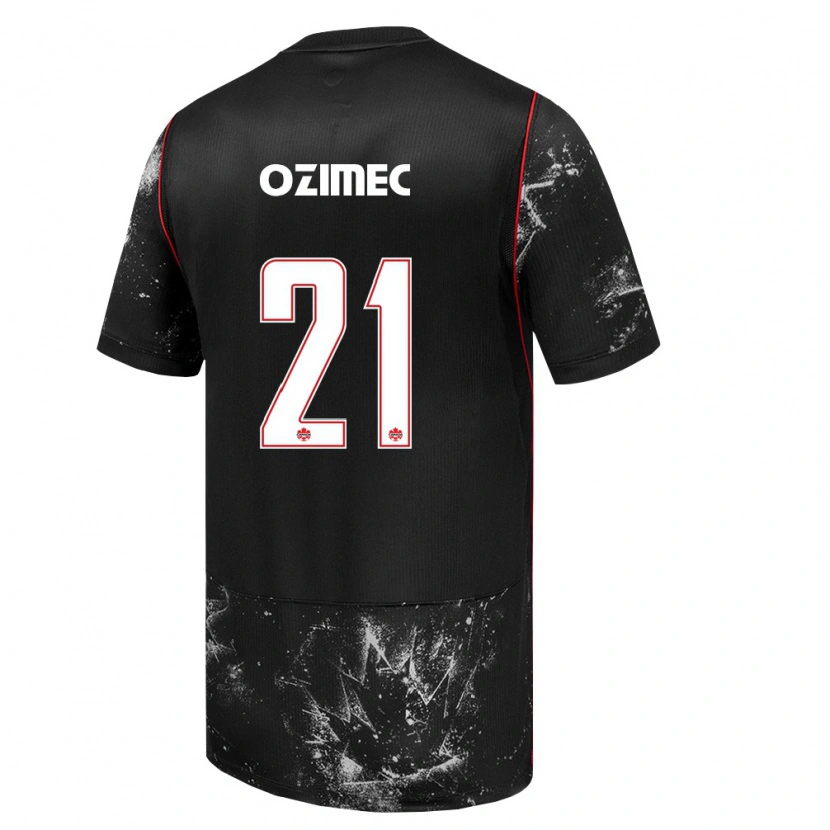 Danxen Mujer Camiseta Canadá Lucas Ozimec #21 Negro Blanco Rojo 2ª Equipación 26-28 La Camisa