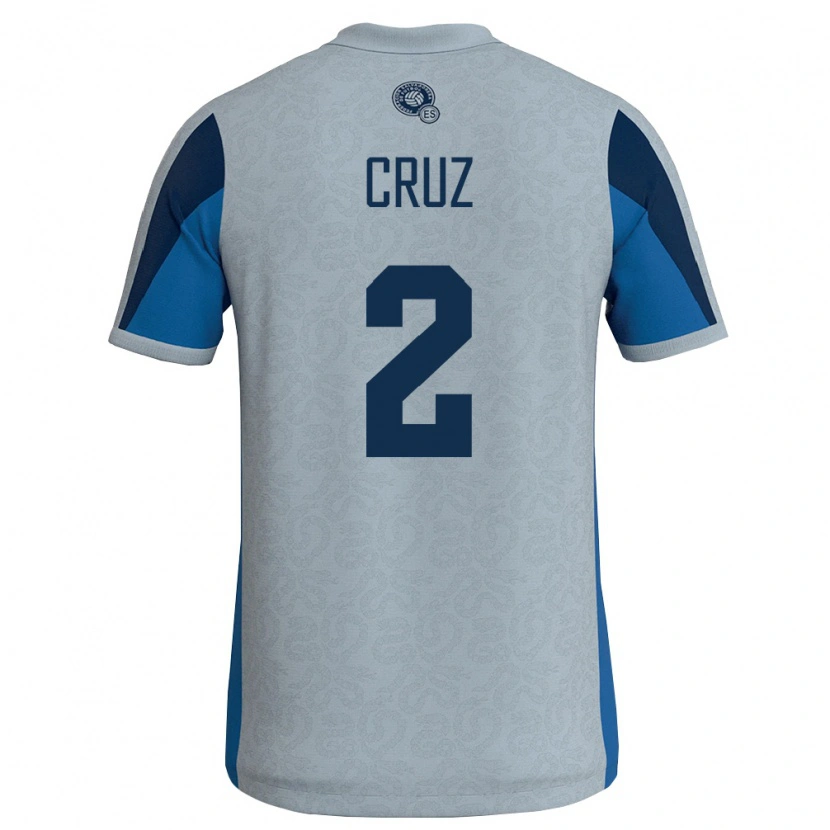Danxen Mujer Camiseta El Salvador Melvin Cruz #2 Blanco Azul Cielo 2ª Equipación 26-28 La Camisa