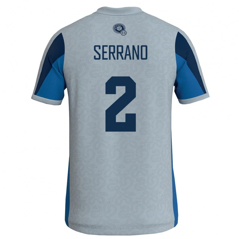 Danxen Mujer Camiseta El Salvador Alejandro Serrano #2 Blanco Azul Cielo 2ª Equipación 26-28 La Camisa