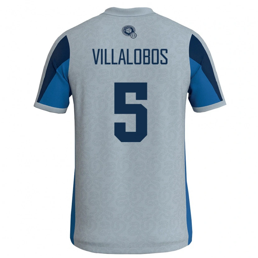 Danxen Mujer Camiseta El Salvador Kristian Villalobos #5 Blanco Azul Cielo 2ª Equipación 26-28 La Camisa