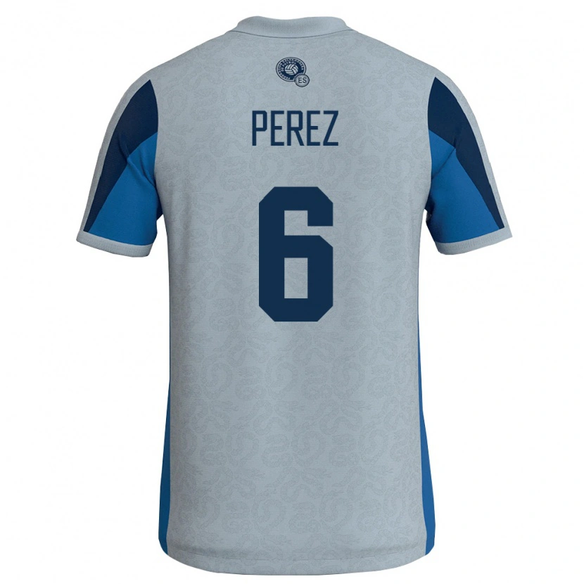Danxen Mujer Camiseta El Salvador Joshua Pérez #6 Blanco Azul Cielo 2ª Equipación 26-28 La Camisa