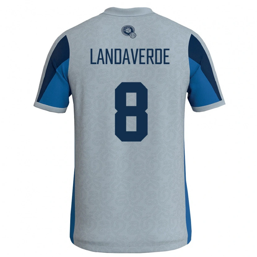 Danxen Mujer Camiseta El Salvador Bryan Landaverde #8 Blanco Azul Cielo 2ª Equipación 26-28 La Camisa