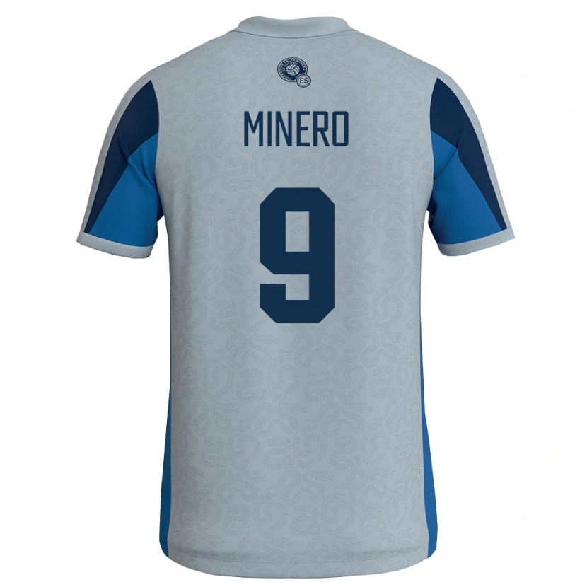 Danxen Mujer Camiseta El Salvador Gabriel Minero #9 Blanco Azul Cielo 2ª Equipación 26-28 La Camisa