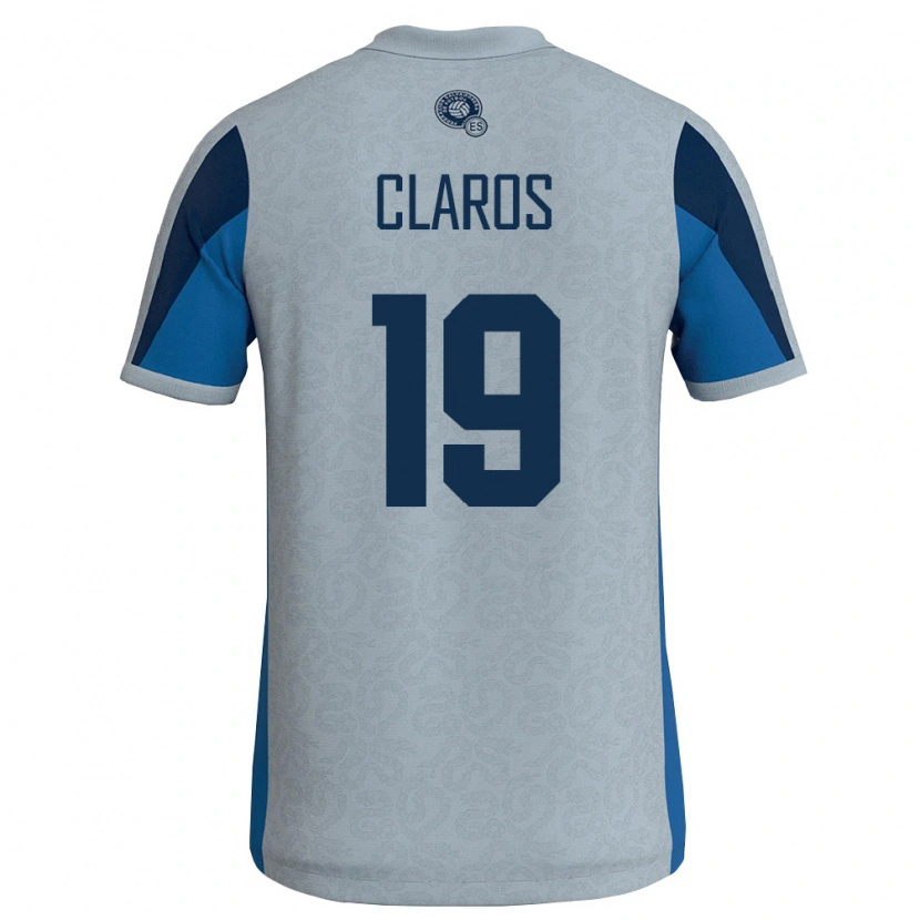 Danxen Mujer Camiseta El Salvador Elvis Claros #19 Blanco Azul Cielo 2ª Equipación 26-28 La Camisa