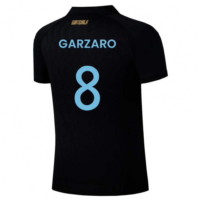 Danxen Mujer Camiseta Guatemala Santiago Garzaro #8 Negro Azul Cielo Blanco 2ª Equipación 26-28 La Camisa