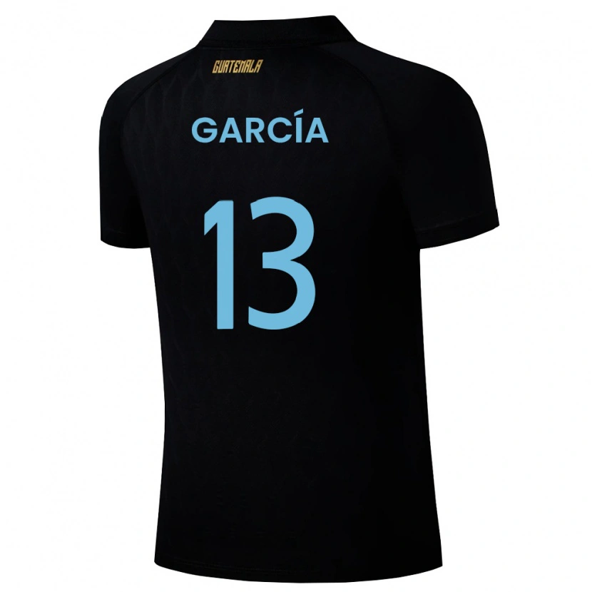 Danxen Mujer Camiseta Guatemala Ángel García #13 Negro Azul Cielo Blanco 2ª Equipación 26-28 La Camisa
