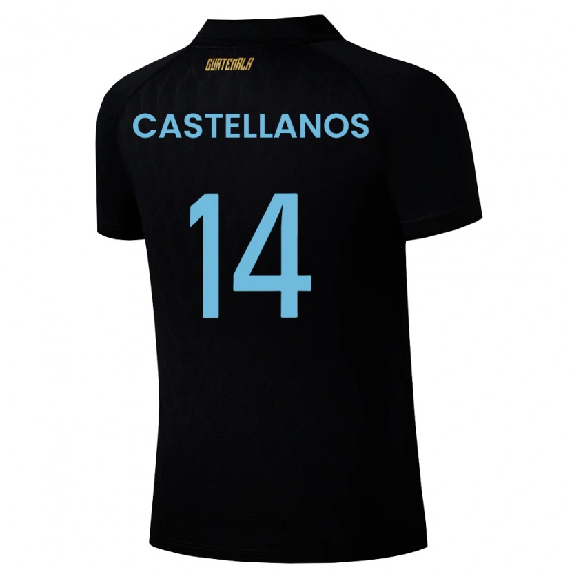 Danxen Mujer Camiseta Guatemala Jorge Castellanos #14 Negro Azul Cielo Blanco 2ª Equipación 26-28 La Camisa