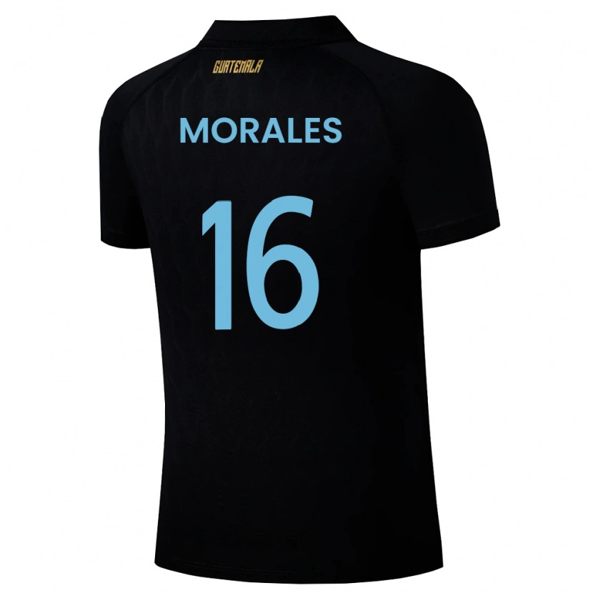 Danxen Mujer Camiseta Guatemala José Morales #16 Negro Azul Cielo Blanco 2ª Equipación 26-28 La Camisa