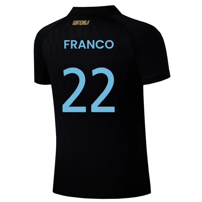 Danxen Mujer Camiseta Guatemala Jonathan Franco #22 Negro Azul Cielo Blanco 2ª Equipación 26-28 La Camisa