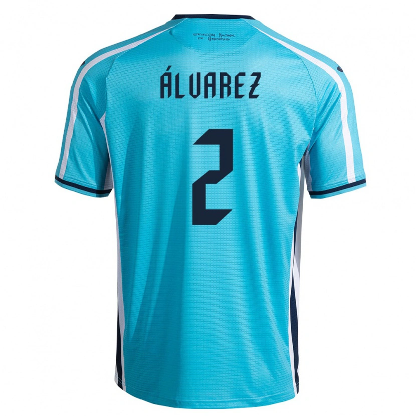Danxen Mujer Camiseta Honduras Kevin Álvarez #2 Azul Cielo Marino 2ª Equipación 26-28 La Camisa