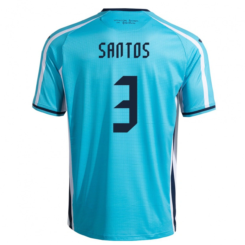 Danxen Mujer Camiseta Honduras Marcelo Santos #3 Azul Cielo Marino 2ª Equipación 26-28 La Camisa