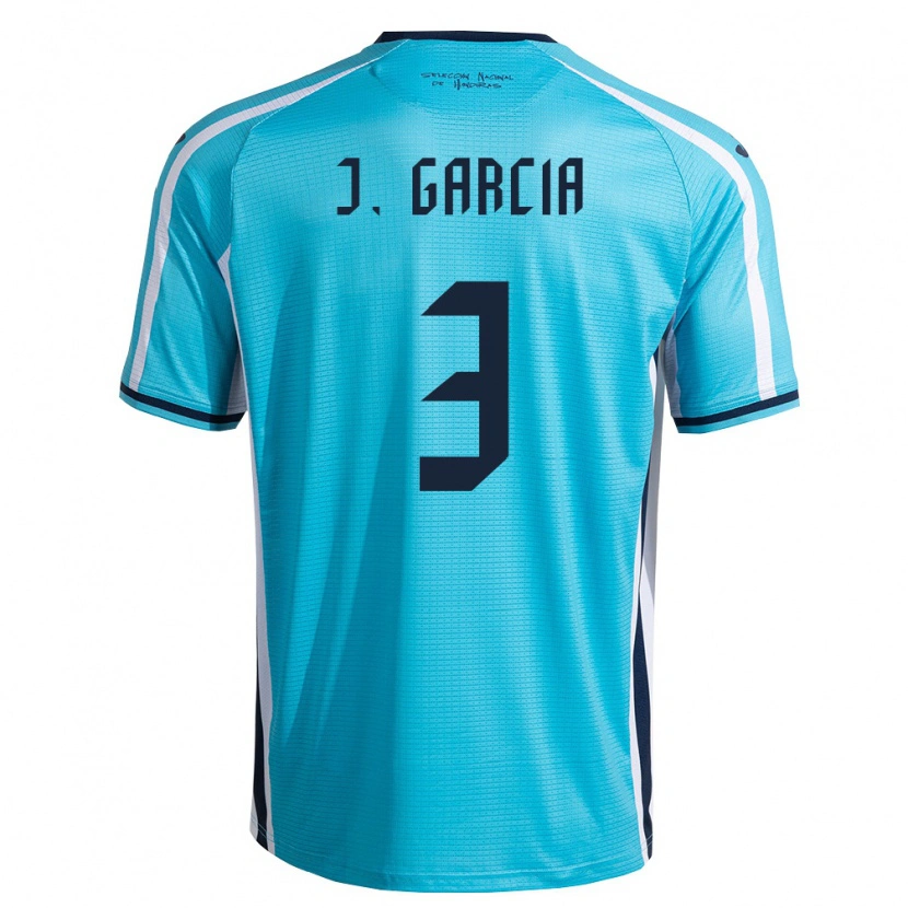 Danxen Mujer Camiseta Honduras Jordan García #3 Azul Cielo Marino 2ª Equipación 26-28 La Camisa