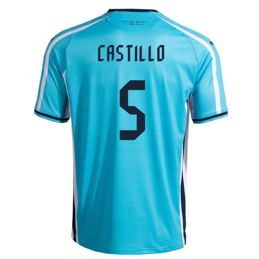 Danxen Mujer Camiseta Honduras Jeferson Castillo #5 Azul Cielo Marino 2ª Equipación 26-28 La Camisa