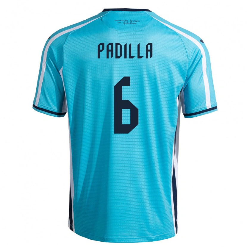 Danxen Mujer Camiseta Honduras Leandro Padilla #6 Azul Cielo Marino 2ª Equipación 26-28 La Camisa