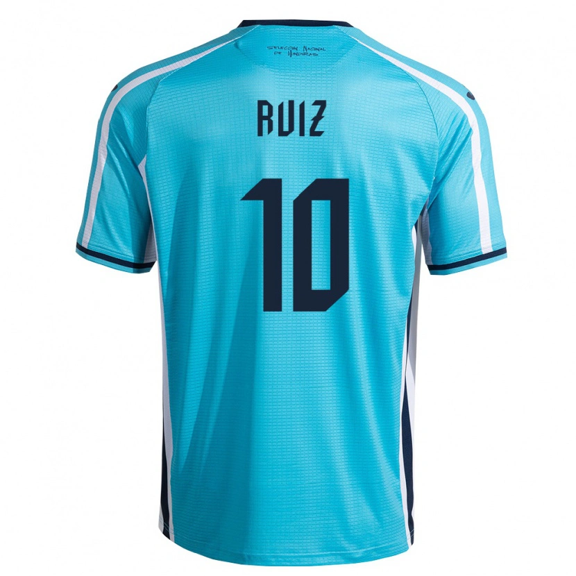 Danxen Mujer Camiseta Honduras David Ruíz #10 Azul Cielo Marino 2ª Equipación 26-28 La Camisa