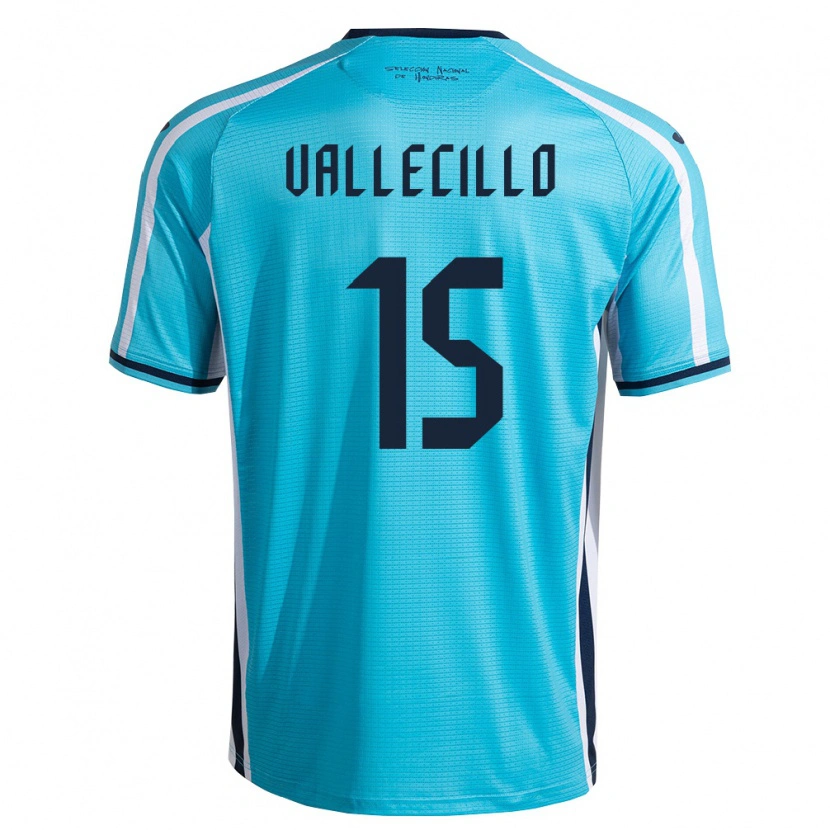 Danxen Mujer Camiseta Honduras Eric Vallecillo #15 Azul Cielo Marino 2ª Equipación 26-28 La Camisa