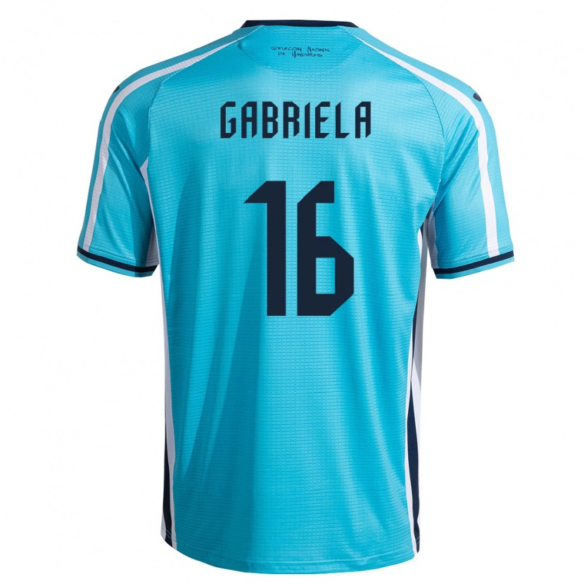 Danxen Mujer Camiseta Honduras Gabriela García #16 Azul Cielo Marino 2ª Equipación 26-28 La Camisa