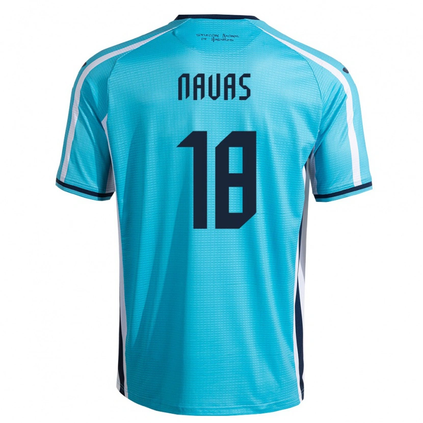 Danxen Mujer Camiseta Honduras Johan Navas #18 Azul Cielo Marino 2ª Equipación 26-28 La Camisa