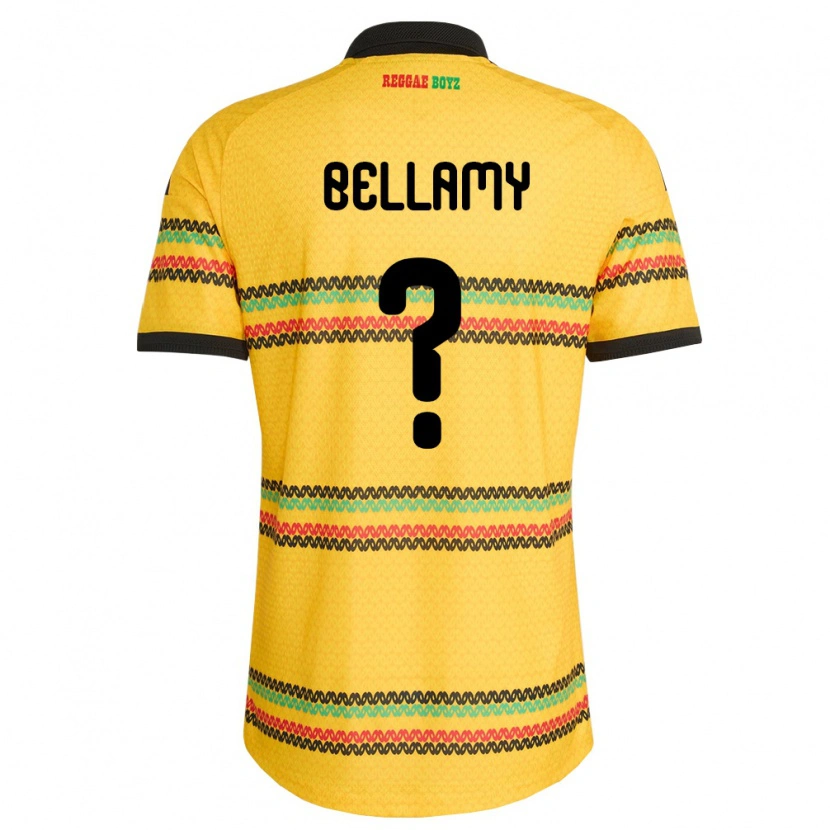 Danxen Niño Camiseta Jamaica Sydney Bellamy #0 Amarillo Negro Verde 1ª Equipación 26-28 La Camisa