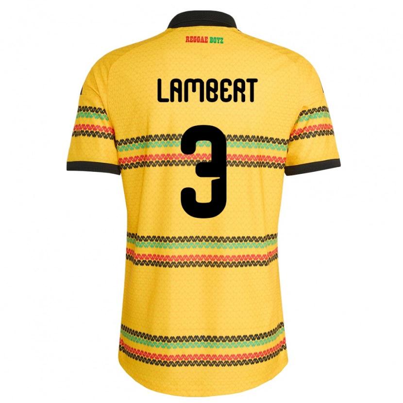 Danxen Niño Camiseta Jamaica Kevon Lambert #3 Amarillo Negro Verde 1ª Equipación 26-28 La Camisa