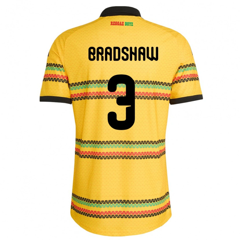 Danxen Niño Camiseta Jamaica Jalani Bradshaw #3 Amarillo Negro Verde 1ª Equipación 26-28 La Camisa