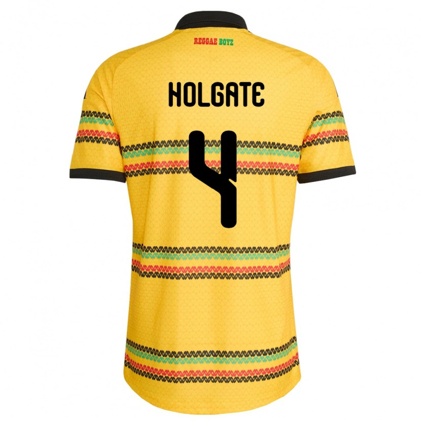 Danxen Niño Camiseta Jamaica Mason Holgate #4 Amarillo Negro Verde 1ª Equipación 26-28 La Camisa