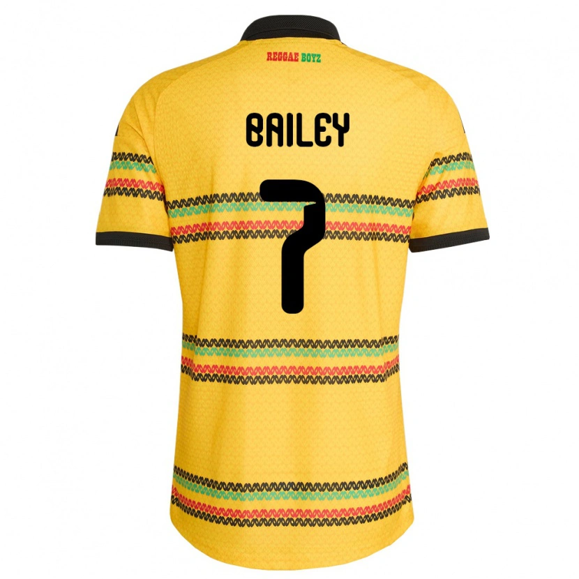 Danxen Niño Camiseta Jamaica Leon Bailey #7 Amarillo Negro Verde 1ª Equipación 26-28 La Camisa