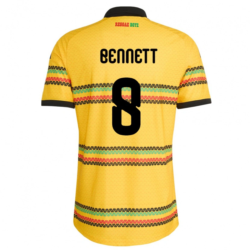 Danxen Niño Camiseta Jamaica Jaheem Bennett #8 Amarillo Negro Verde 1ª Equipación 26-28 La Camisa