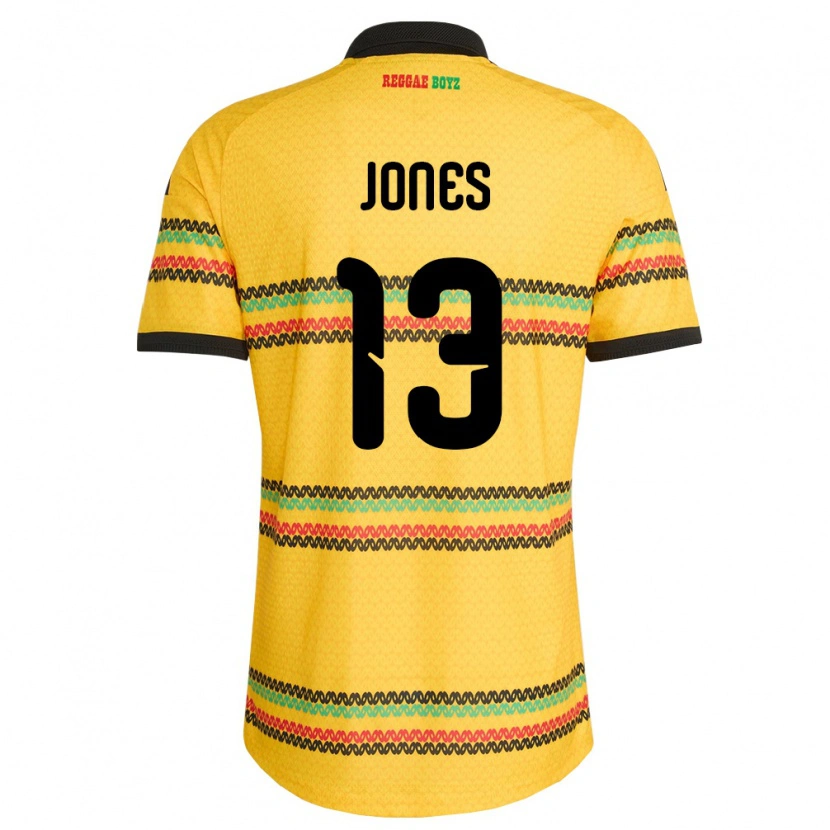 Danxen Niño Camiseta Jamaica Javanae Jones #13 Amarillo Negro Verde 1ª Equipación 26-28 La Camisa