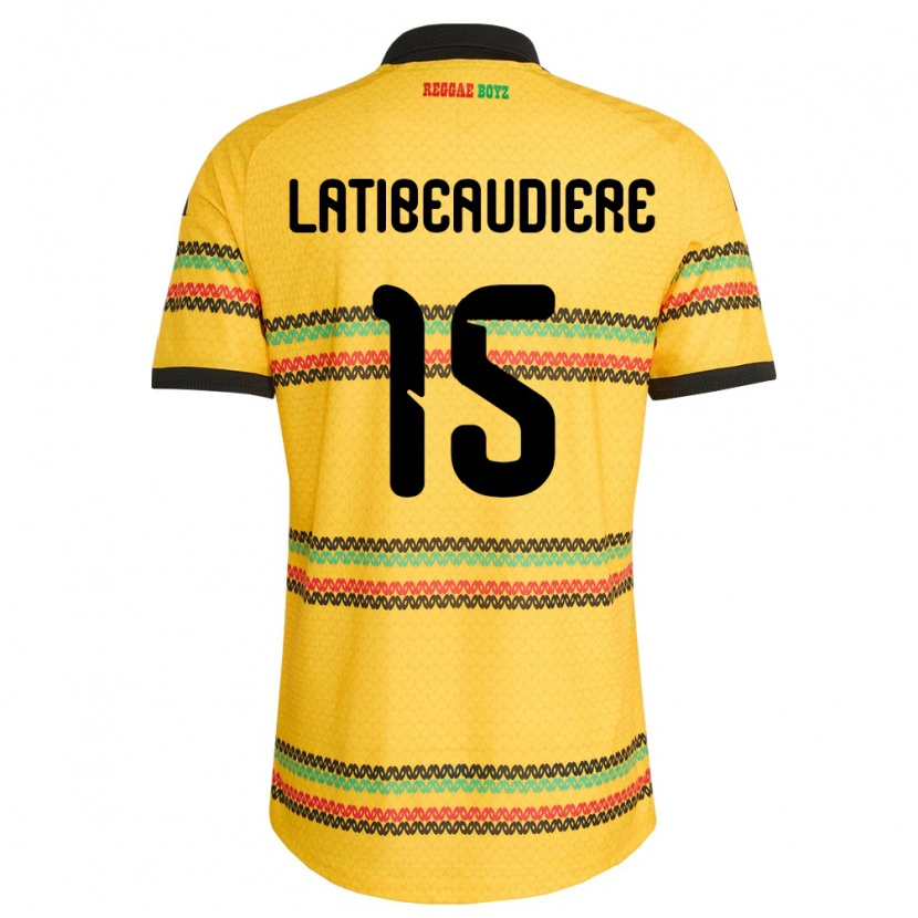 Danxen Niño Camiseta Jamaica Joel Latibeaudiere #15 Amarillo Negro Verde 1ª Equipación 26-28 La Camisa