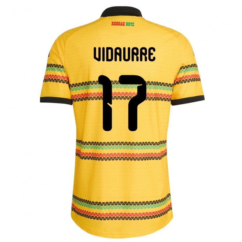 Danxen Niño Camiseta Jamaica Zoe Vidaurre #17 Amarillo Negro Verde 1ª Equipación 26-28 La Camisa