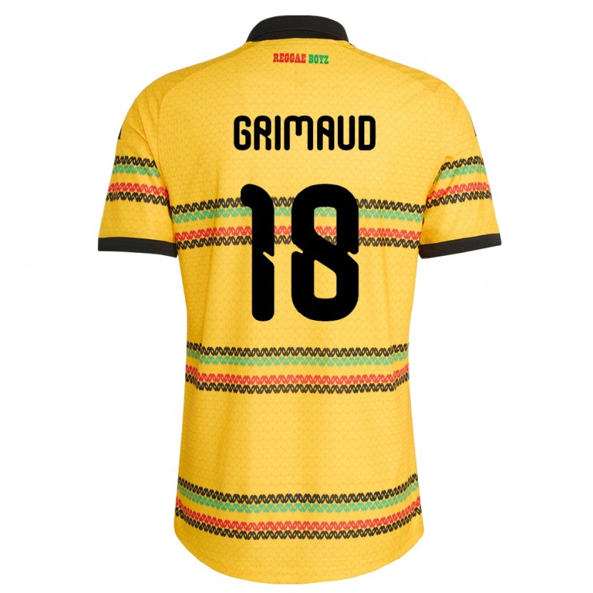 Danxen Niño Camiseta Jamaica Axel Grimaud #18 Amarillo Negro Verde 1ª Equipación 26-28 La Camisa