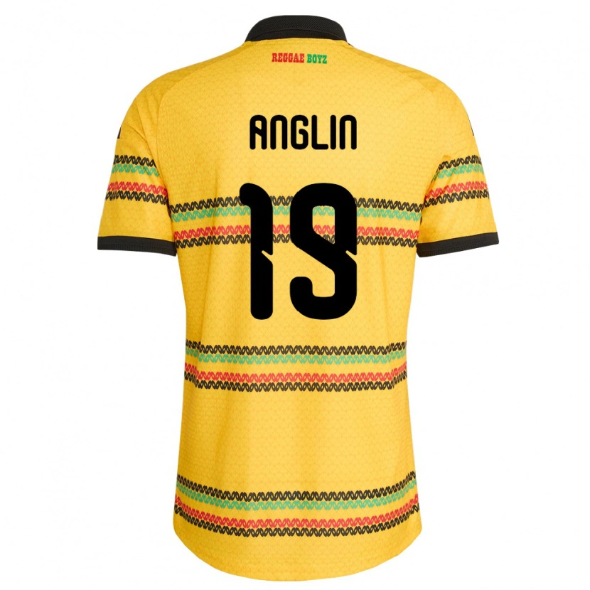 Danxen Niño Camiseta Jamaica Jahshaun Anglin #19 Amarillo Negro Verde 1ª Equipación 26-28 La Camisa