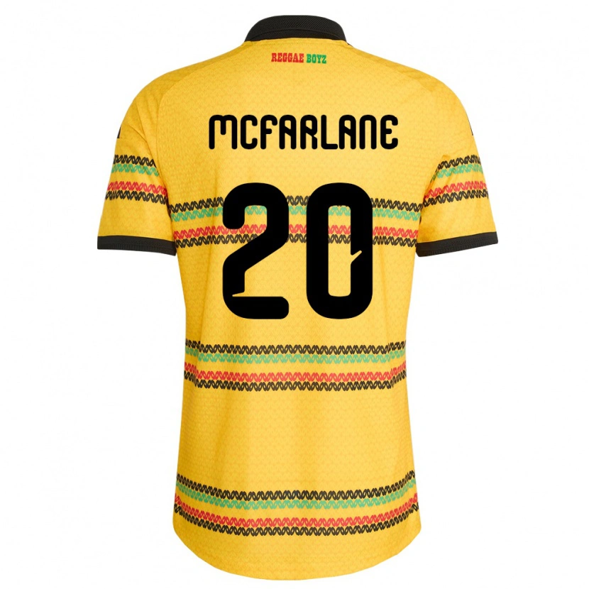 Danxen Niño Camiseta Jamaica Ayden Mcfarlane #20 Amarillo Negro Verde 1ª Equipación 26-28 La Camisa
