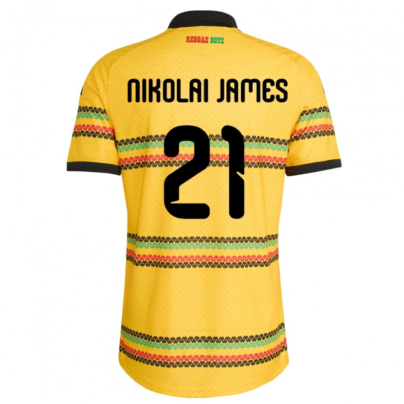 Danxen Niño Camiseta Jamaica Alex Nikolai James #21 Amarillo Negro Verde 1ª Equipación 26-28 La Camisa