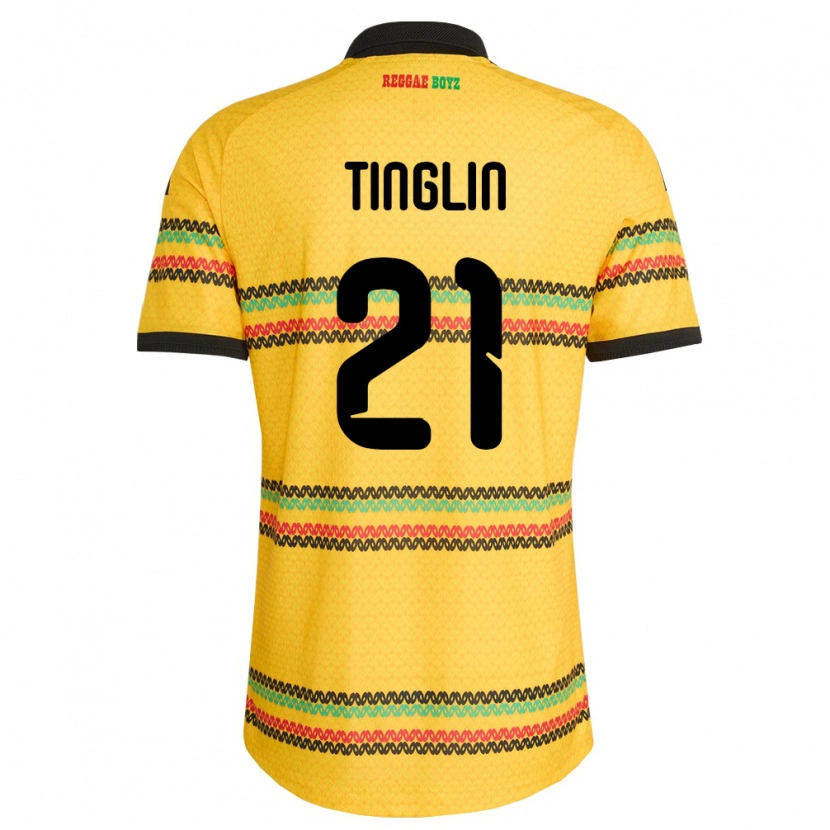 Danxen Niño Camiseta Jamaica Carlyle Tinglin #21 Amarillo Negro Verde 1ª Equipación 26-28 La Camisa