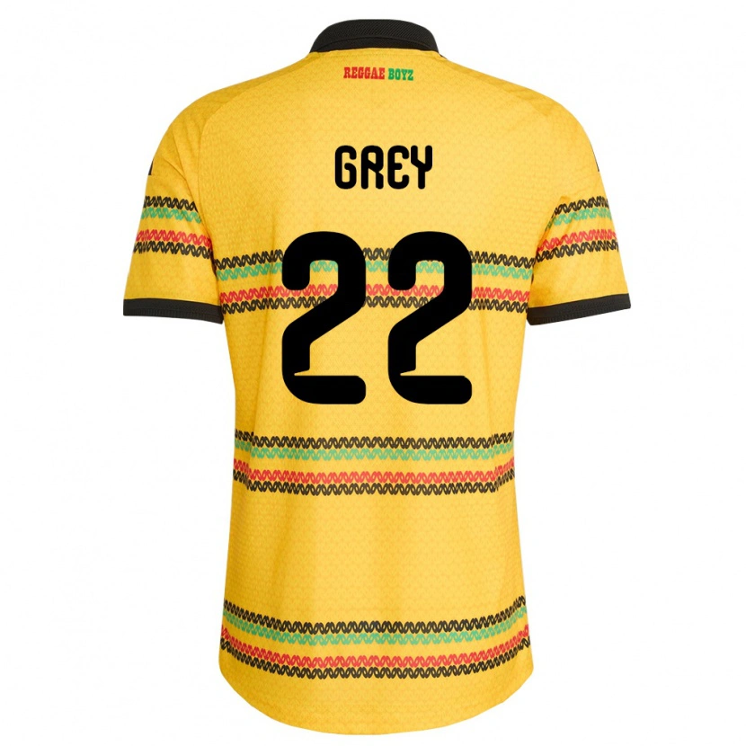 Danxen Niño Camiseta Jamaica Mireya Grey #22 Amarillo Negro Verde 1ª Equipación 26-28 La Camisa