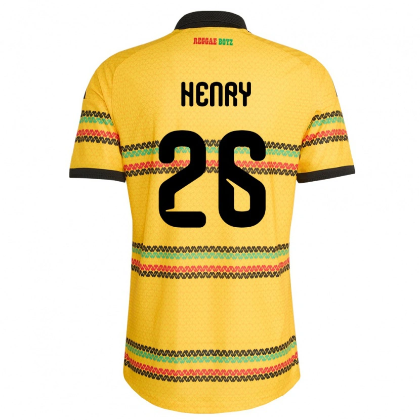 Danxen Niño Camiseta Jamaica Rico Henry #26 Amarillo Negro Verde 1ª Equipación 26-28 La Camisa